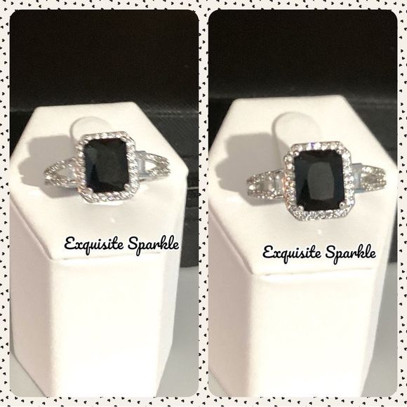🖤Stunning Sterling Silver (925) 3.75C Emerald Cut Genuine Black Onyx 💎 R… - Picture 5 of 16